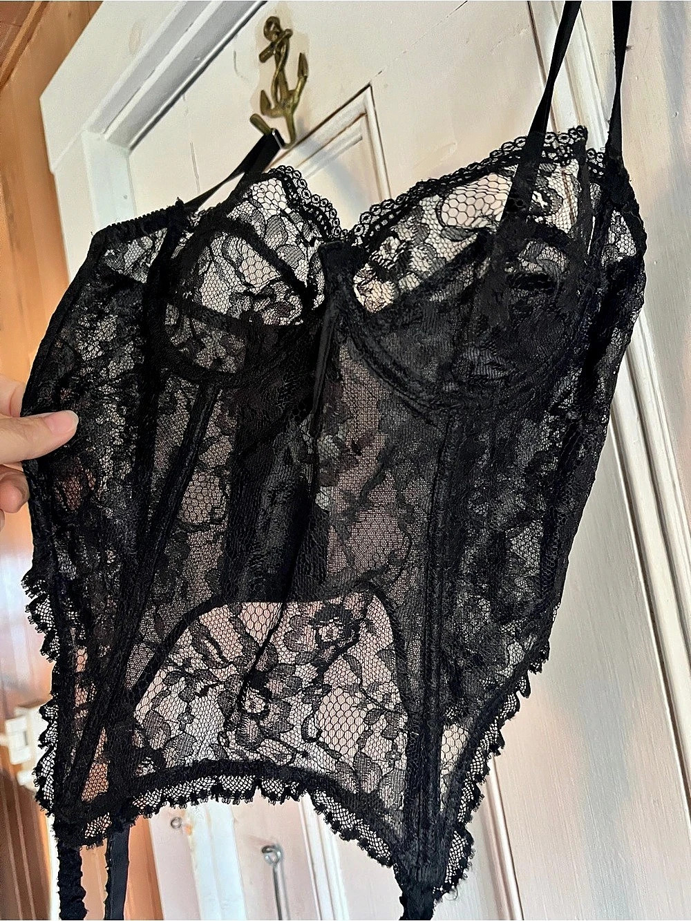 Victoria'Small Secret Vintage Gold Label Black Lace Bustier Corset 34C